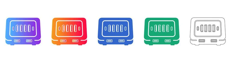 USB Docking Station and Connectivity Hub Icons Stock Illustration