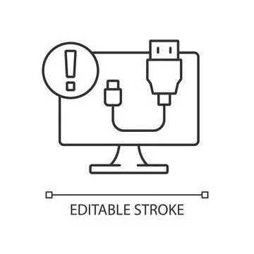 USB does not work linear icon Stock Illustration