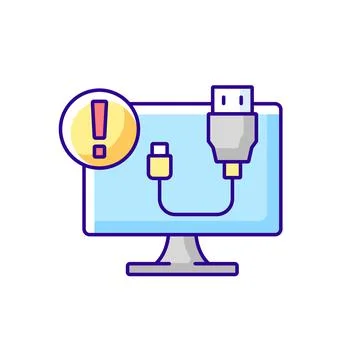 USB does not work RGB color icon Stock Illustration