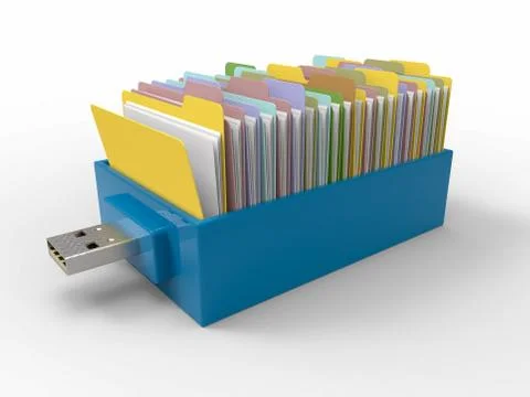 USB Drawer of Folders Flash Drive Stock Illustration