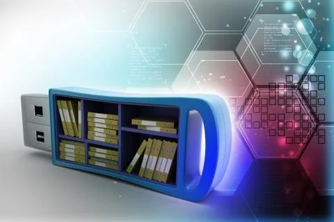 Usb drive with file folder Stock Illustration