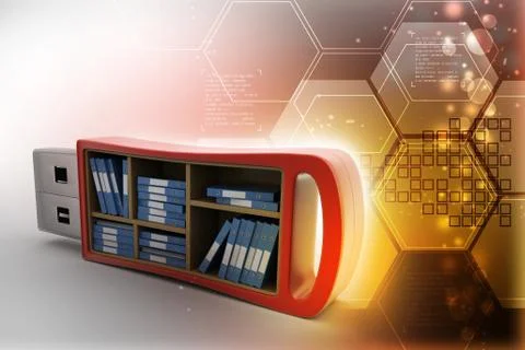 Usb drive with file folder Stock Illustration