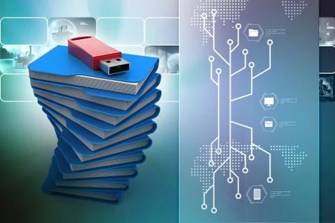 Usb drive with file folder Stockillustratie