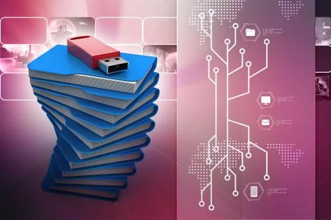 Usb drive with file folder イラスト素材