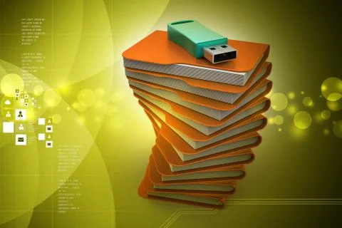 Usb drive with file folder Illustrazione stock