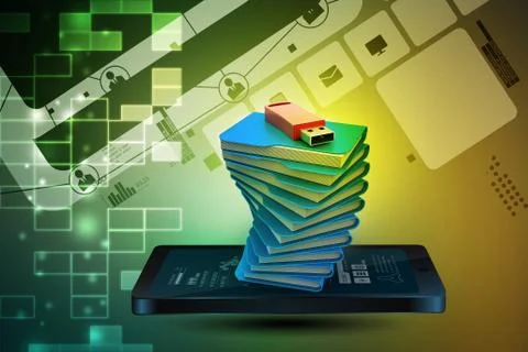 Usb drive with file folder Illustrazione stock