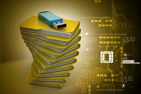 Usb drive with file folder Stockillustratie