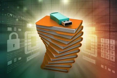 Usb drive with file folder Stockillustratie