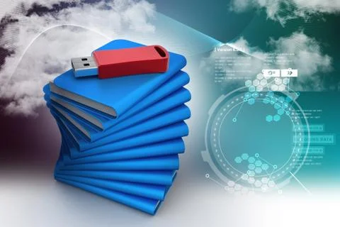 Usb drive with file folder Illustrazione stock