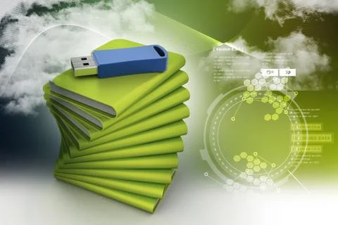 Usb drive with file folder Illustrazione stock