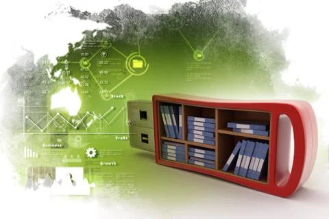 Usb drive with file folder Stockillustratie