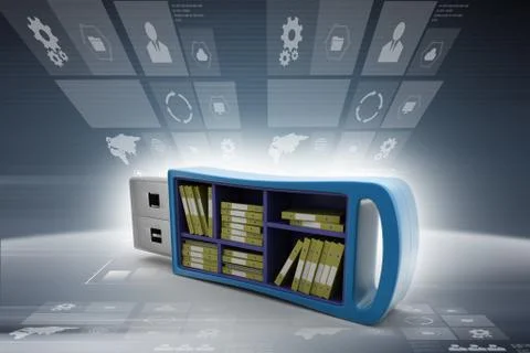 Usb drive with file folder Stockillustratie