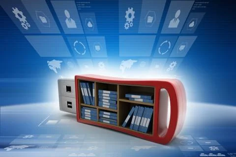 Usb drive with file folder Stockillustratie