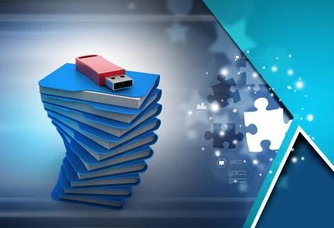 Usb drive with file folder Stockillustratie