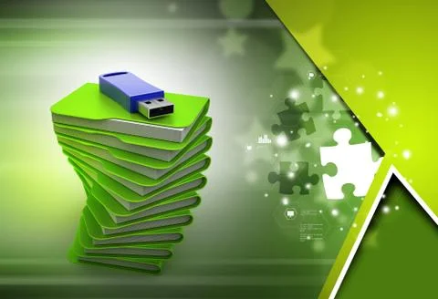 Usb drive with file folder Stockillustratie