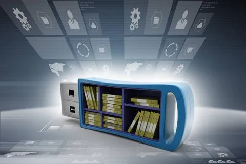 Usb drive with file folder Usb drive with file folder Copyright: xZoonar.c... Foto stock