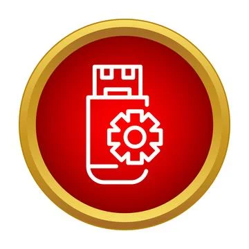Usb drive with gear icon for settings Stock Illustration