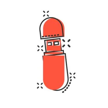 Usb drive icon in comic style. Flash disk vector cartoon illustration on whit Stockillustratie