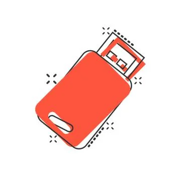 Usb drive icon in comic style. Flash disk vector cartoon illustration on whit Stockillustratie