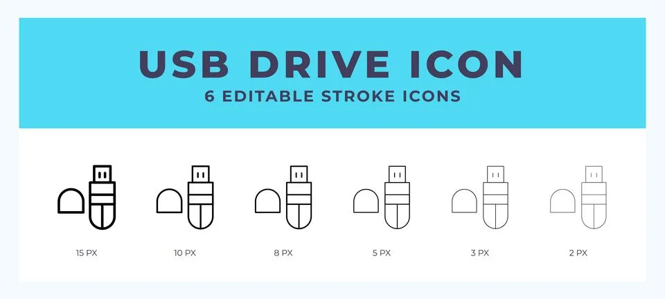 Usb drive icon. Editable stroke line icon vector illustration. Stock Illustration