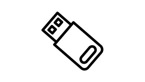 USB drive icon representing portable data storage device. Stock Footage 334766375
