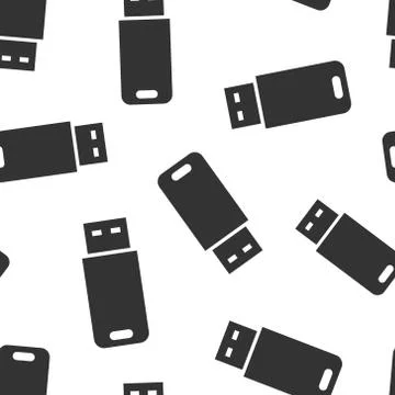 Usb drive icon seamless pattern background. Flash disk vector illustration on Stockillustratie