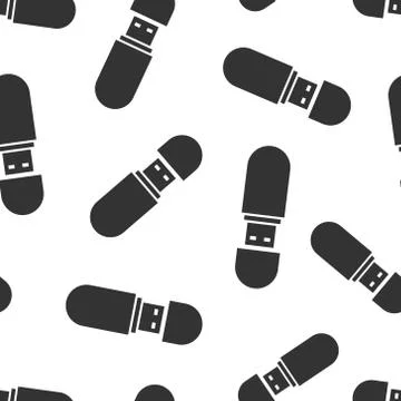 Usb drive icon seamless pattern background. Flash disk vector illustration on Stock Illustration