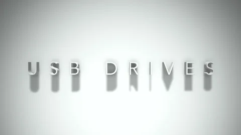 Usb drives 3D title animation with shadows on a white background Vídeo Stock 297023525