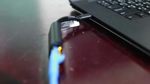 USB to Ethernet adapter for modern laptop that lack built-in RJ-45 jack. Stock Footage 158753477