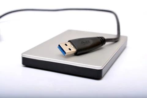 USB External hard disk drive on white background Foto stock