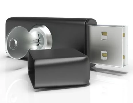 Usb flash and key shows secure portable storage Иллюстрация