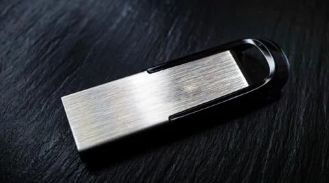 Usb flash data storage made of steel Stock Photos