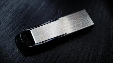 Usb flash data storage made of steel Stock Photos