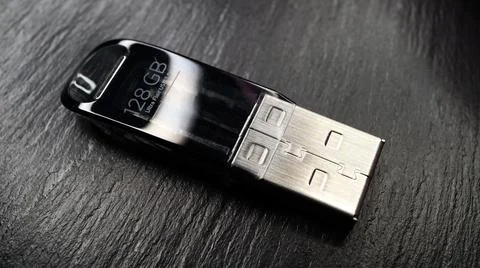 Usb flash data storage made of steel Stock Photos
