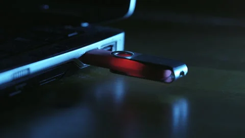 Usb Flash Drive Being Inserted Into Laptop Computer Stock Footage 343619921