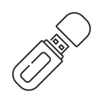 USB flash drive black line icon. Computer data storage concept. Hardware acce Stock Illustration