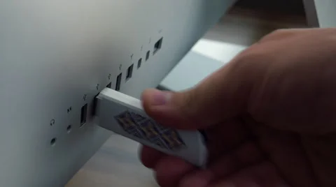 USB flash drive in a computer Stock Footage 64622679