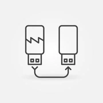 USB Flash Drive Data Recovery vector outline concept icon Stock Illustration