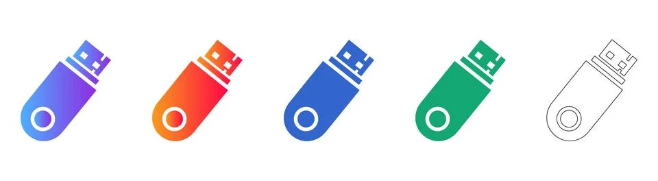 USB Flash Drive Digital Icon Collection 库存插图