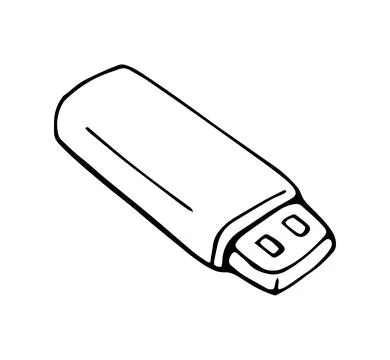 USB flash drive doodle icon portable data storage device hand drawn illustr.. Ilustración de archivo