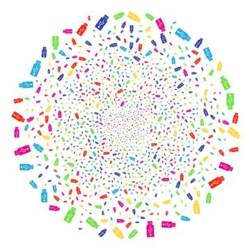 USB Flash Drive Explosion Round Cluster Illustrazione stock