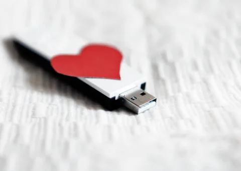 USB Flash Drive with Heart Shape Stock Photos