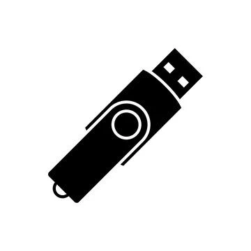 USB flash drive icon. Black, minimalist icon isolated on white background. Stock Illustration