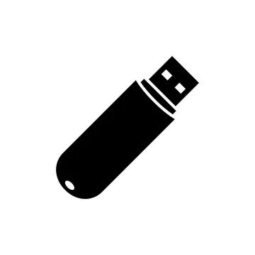 USB flash drive icon. Black, minimalist icon isolated on white background. Stock Illustration