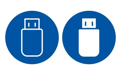 USB Flash Drive Icon on Blue Background for Technology and Storage Use Illustrazione stock