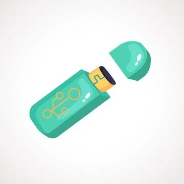USB Flash Drive Icon in Cartoon Game Style Stock Illustration