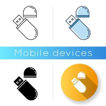 USB flash drive icon. Compact data storage device. Memory stick. Thumb drive Stock Illustration
