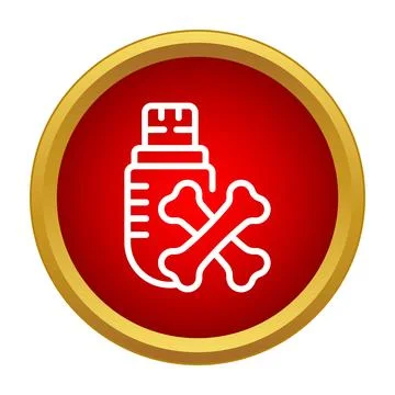 Usb flash drive icon with crossed bones symbolizing virus Ilustração Stock