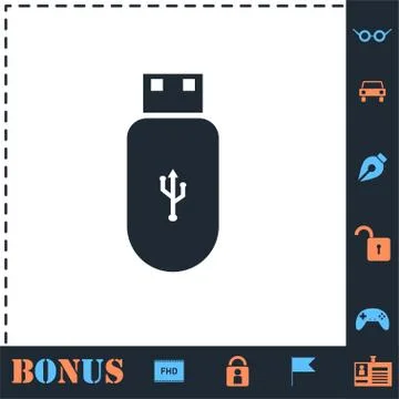 Usb flash drive icon flat Stock Illustration