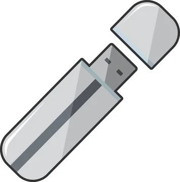 USB Flash Drive Icon in flat style. Vector Illustration Illustrazione stock